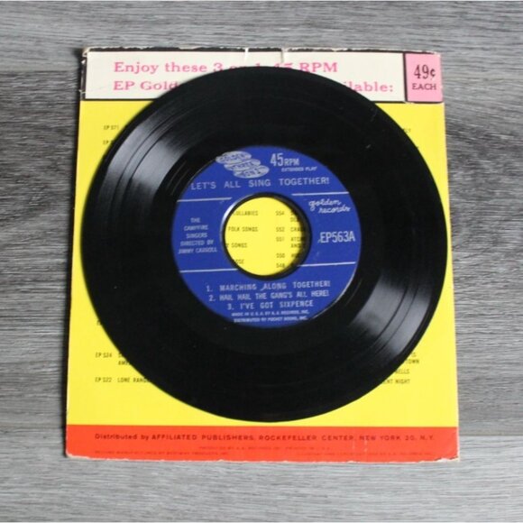 Vintage Little Golden Records 'Lets All Sing Together!' Childrens Vinyl Record-E - Picture 8 of 8